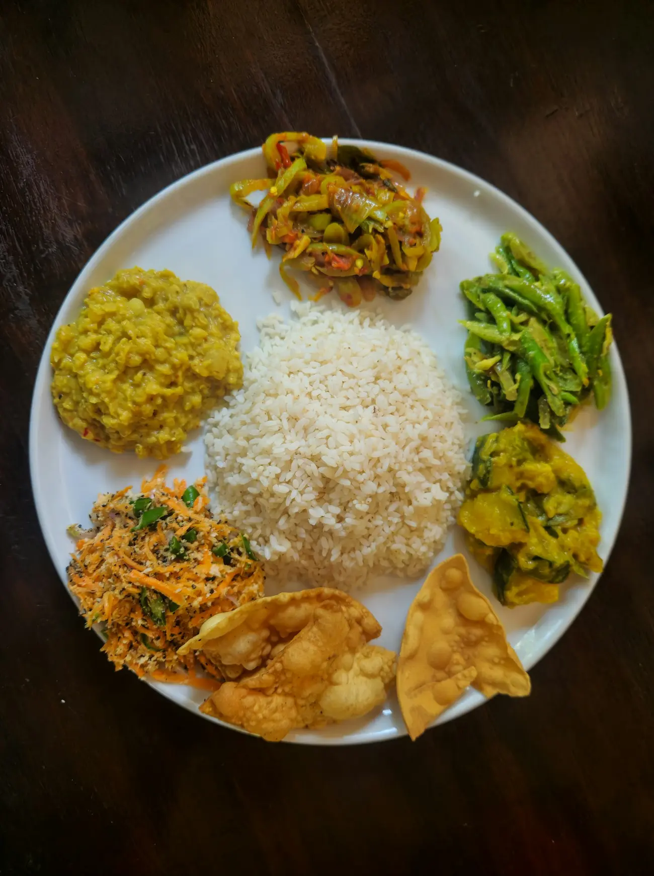 Sri Lankan rice and curry plate